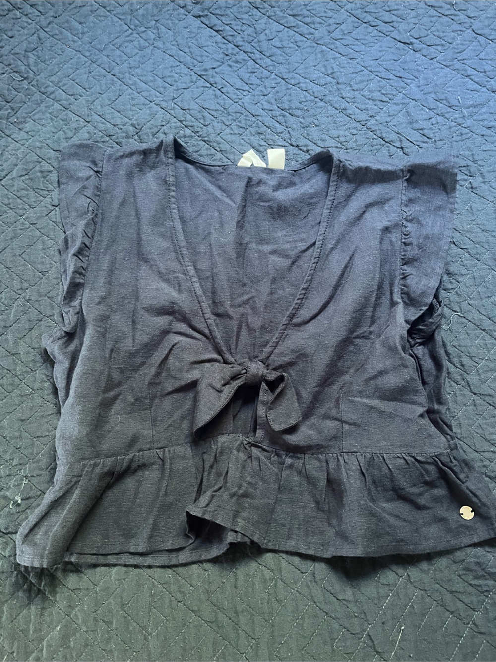 Roxy Navy Blue Crop Top Tie-Front